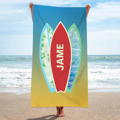 Jessemade UK Personalized Name Summer Blue Feather Beach Personalized Beach Towel 36.99 n1
