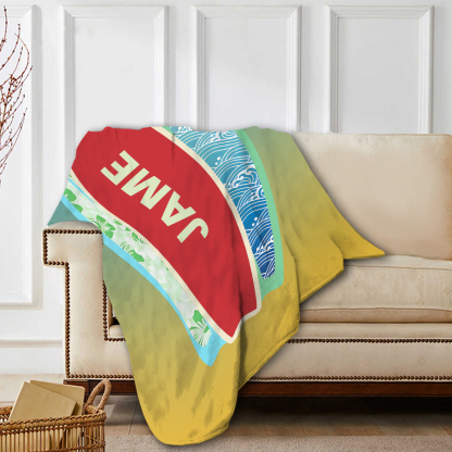 Personalized Name Summer Blue Feather Beach Personalized Beach Towel