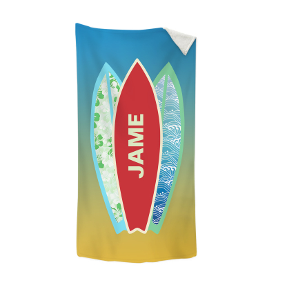 Personalized Name Summer Blue Feather Beach Personalized Beach Towel
