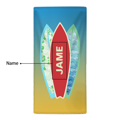 Personalized Name Summer Blue Feather Beach Personalized Beach Towel