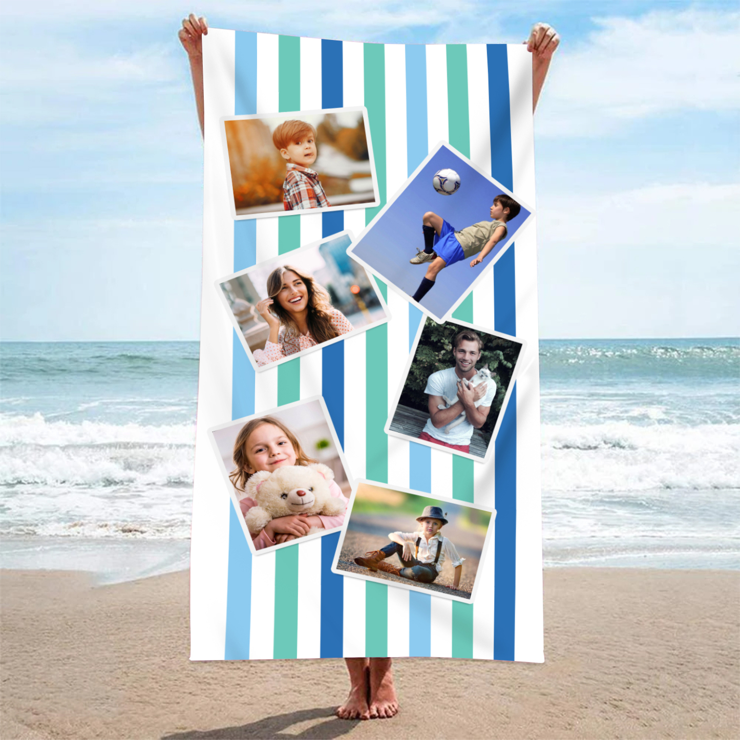 Personalized 6 Photos Summer Beach Personalized Beach Towel For Her/Him