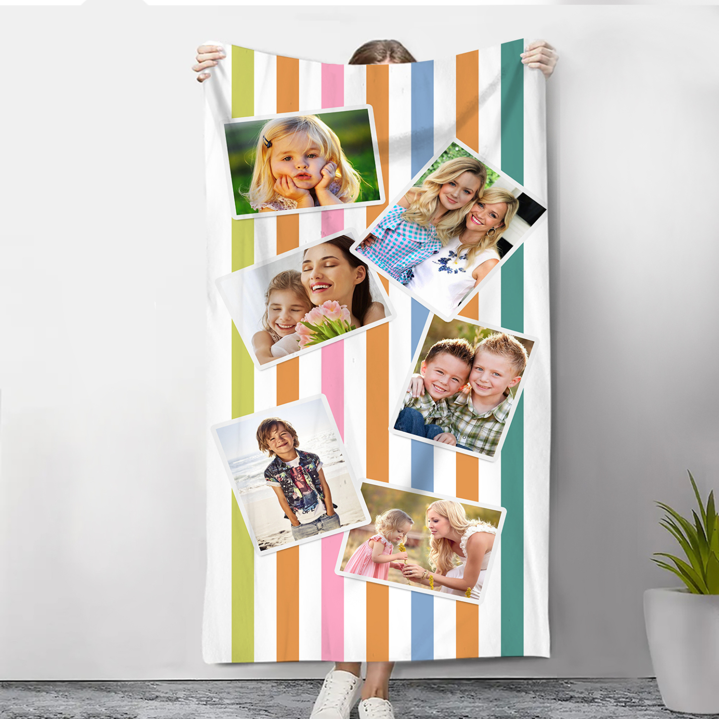 Personalized 6 Photos Summer Beach Personalized Beach Towel For Her/Him