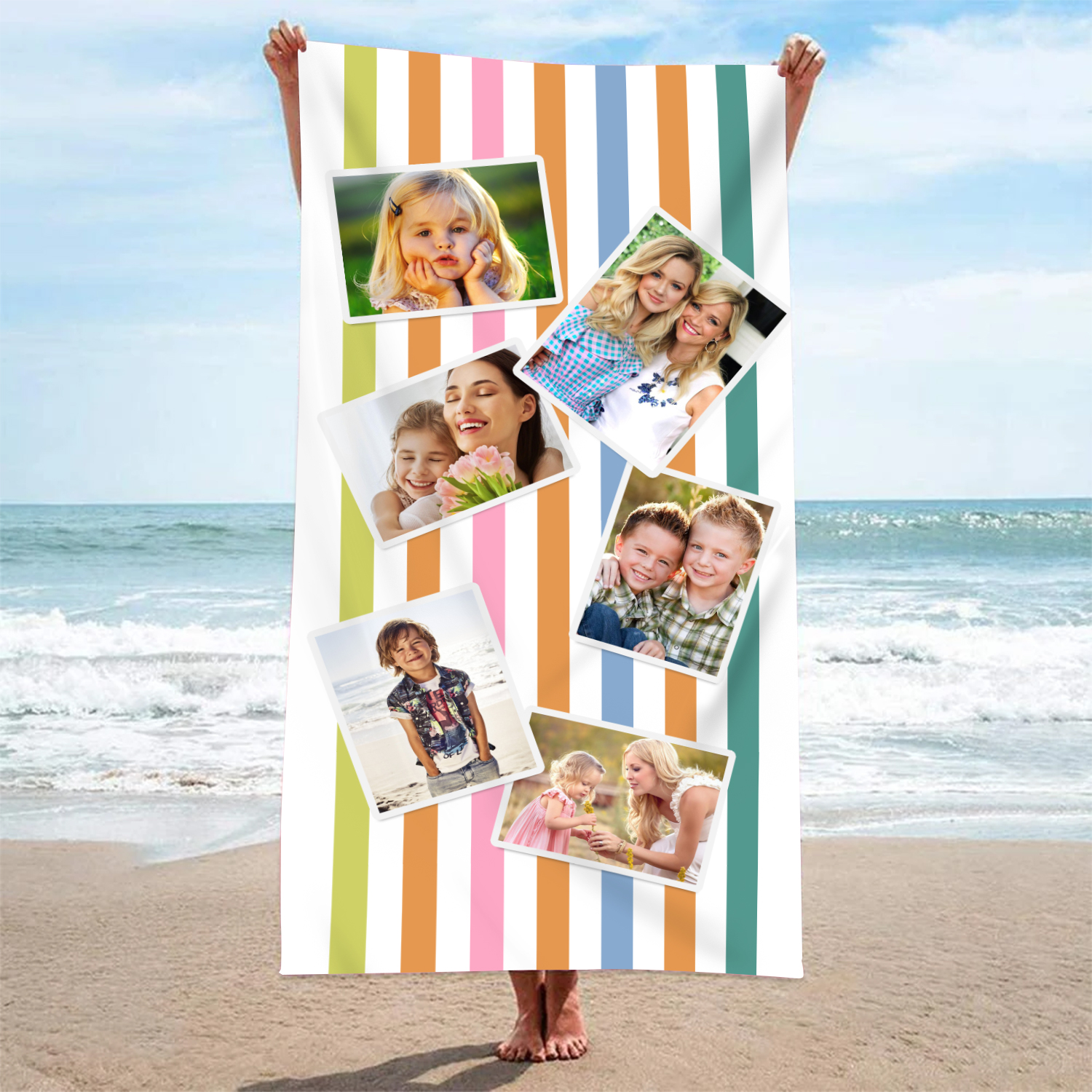 Jessemade UK Personalized 6 Photos Summer Beach Personalized Beach Towel For Her/Him 36.99 m6