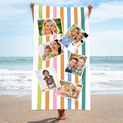 Jessemade UK Personalized 6 Photos Summer Beach Personalized Beach Towel For Her/Him 36.99 m6