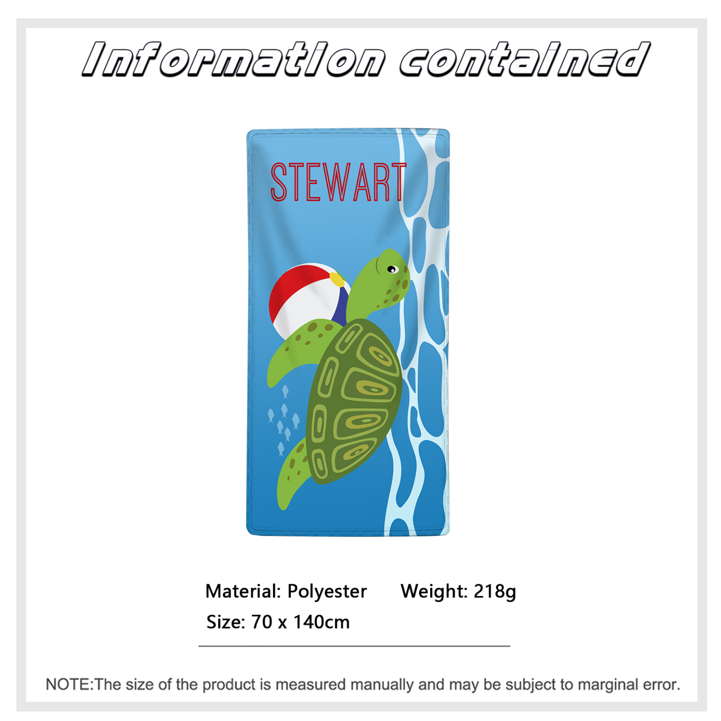 Personalized Name Summer Beach Personalized Beach Towel With Turtle/Starfish/Whale/Crab For Her/Him