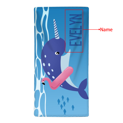 Personalized Name Summer Beach Personalized Beach Towel With Turtle/Starfish/Whale/Crab For Her/Him