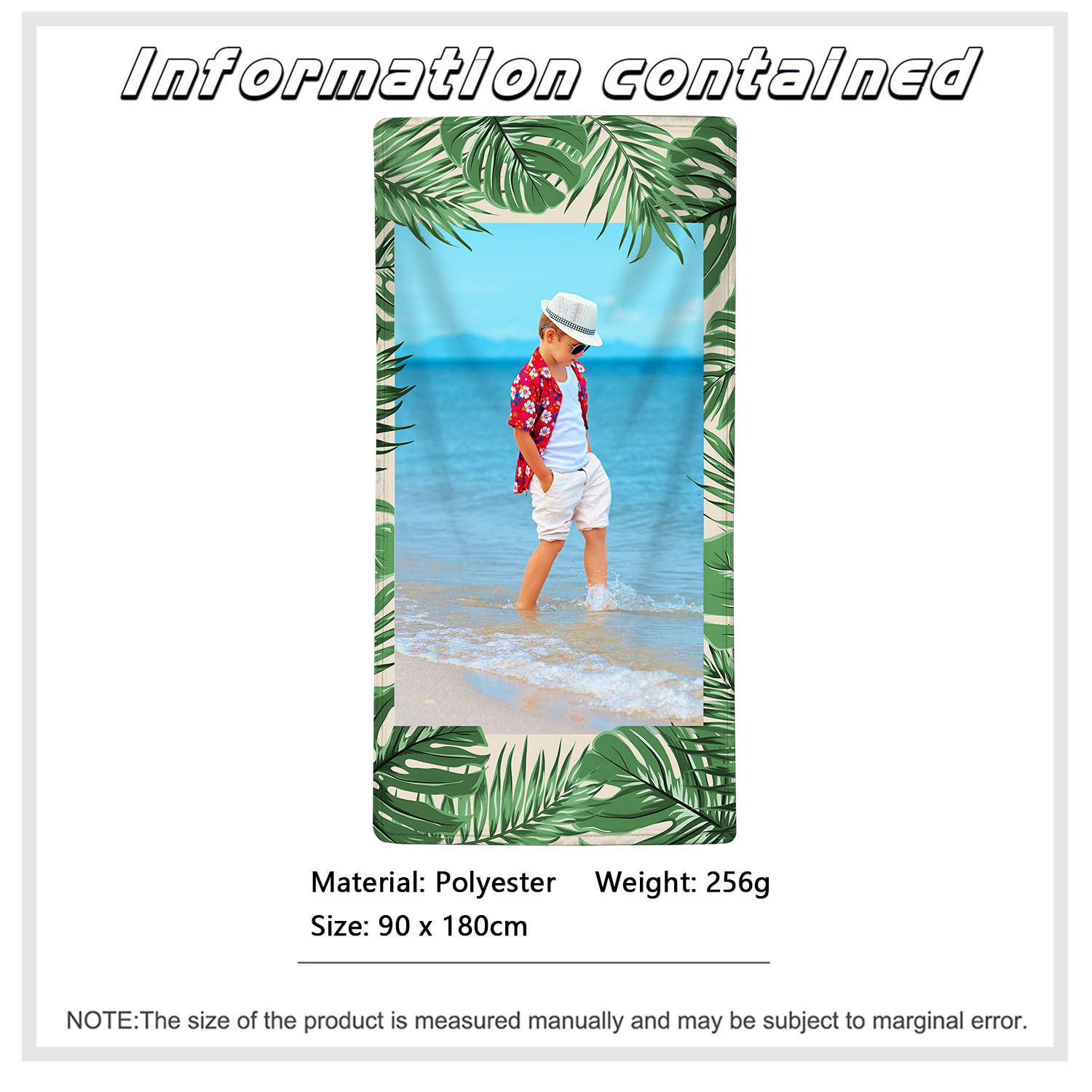 Jessemade UK Personalized 1 Photo Summer Green Feather Beach Personalized Beach Towel For Her/Him 36.99 m1