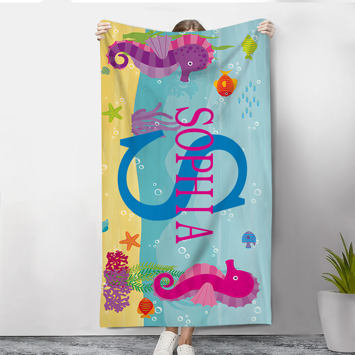 Personalized 1 Name And 1 Letter Summer Beach Personalized Beach Towel For Her/Him