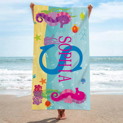 Jessemade UK Personalized 1 Name And 1 Letter Summer Beach Personalized Beach Towel For Her/Him 36.99 n1-l1