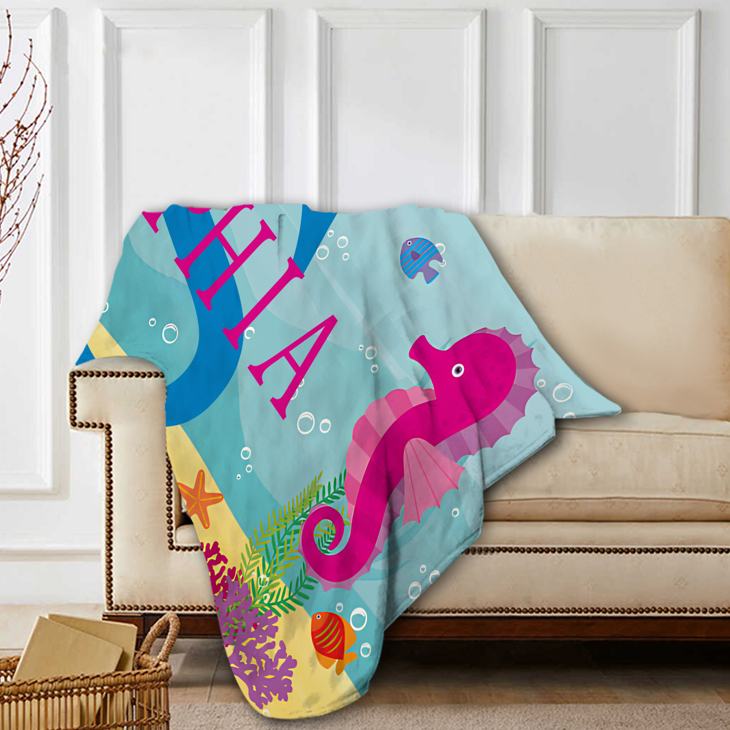 Personalized 1 Name And 1 Letter Summer Beach Personalized Beach Towel For Her/Him