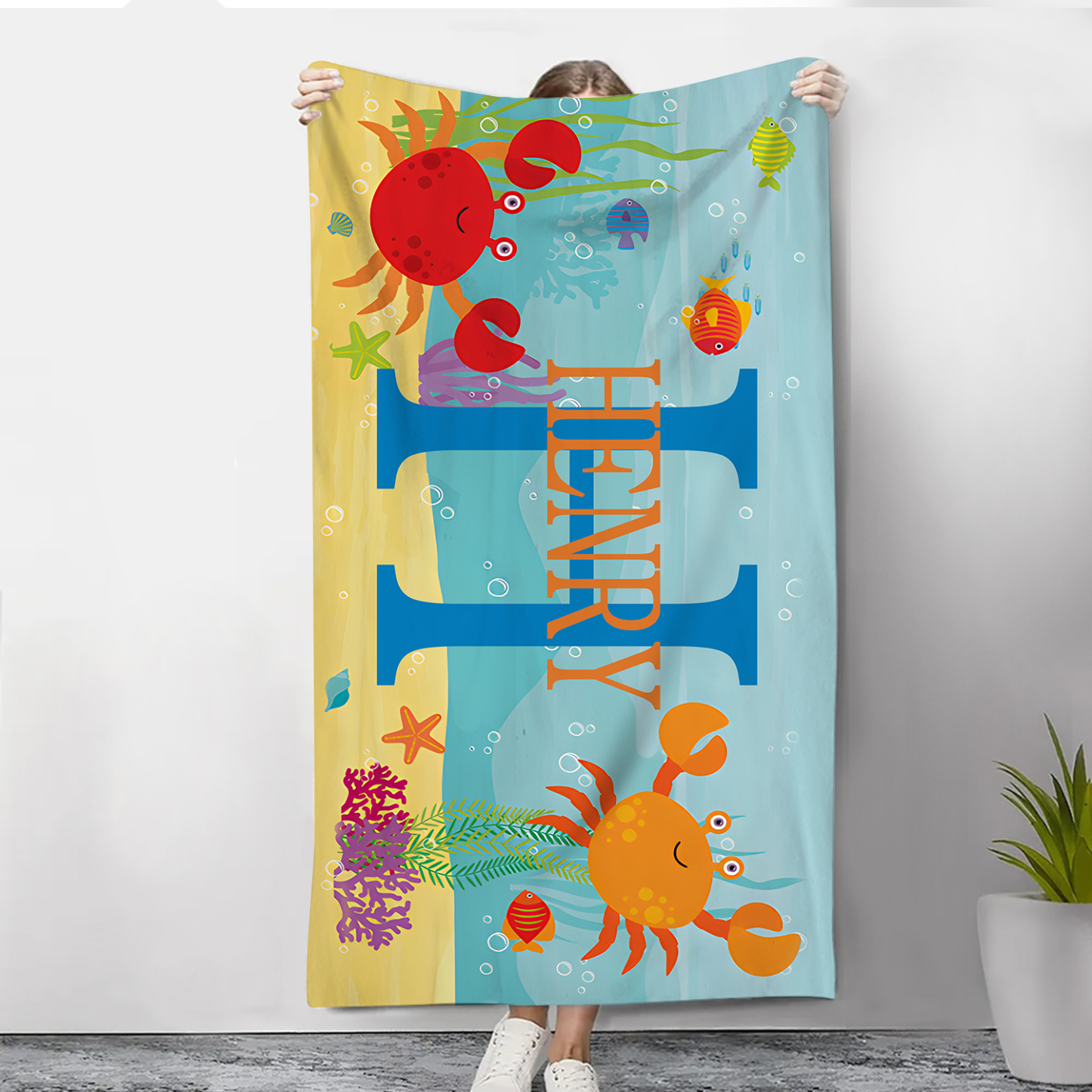 Personalized 1 Name And 1 Letter Summer Beach Personalized Beach Towel For Her/Him