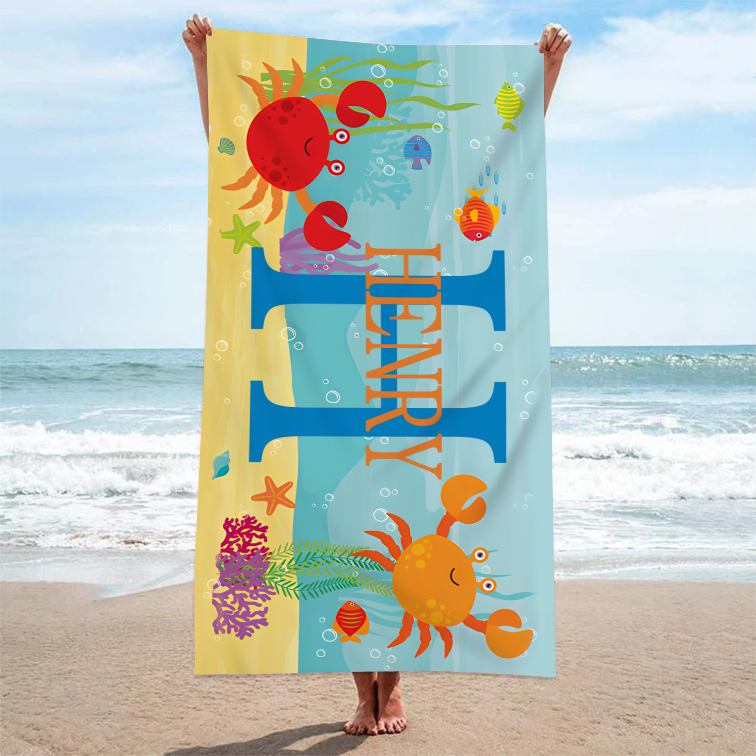 Personalized 1 Name And 1 Letter Summer Beach Personalized Beach Towel For Her/Him