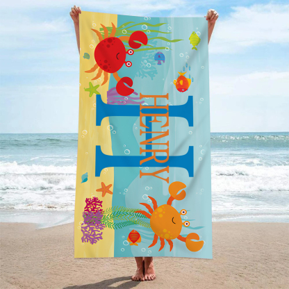 Personalized 1 Name And 1 Letter Summer Beach Personalized Beach Towel For Her/Him