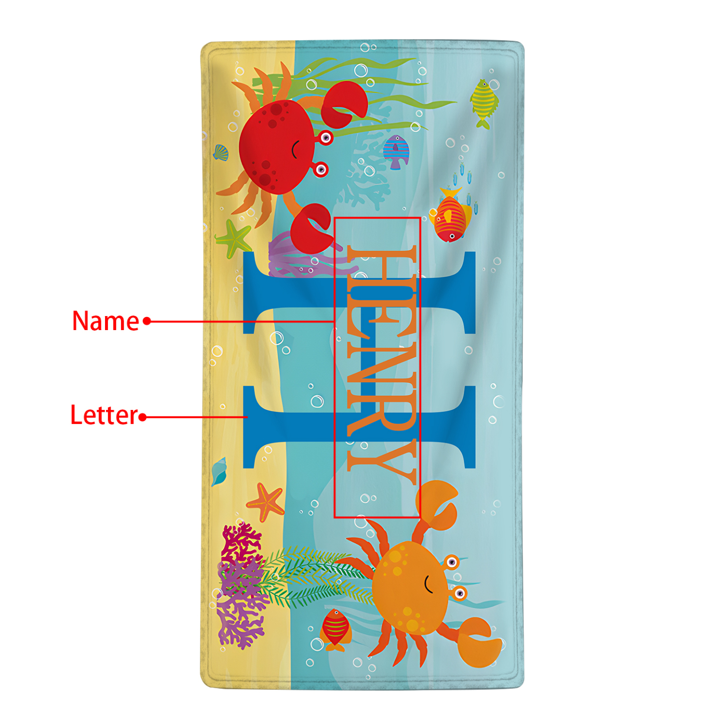 Personalized 1 Name And 1 Letter Summer Beach Personalized Beach Towel For Her/Him