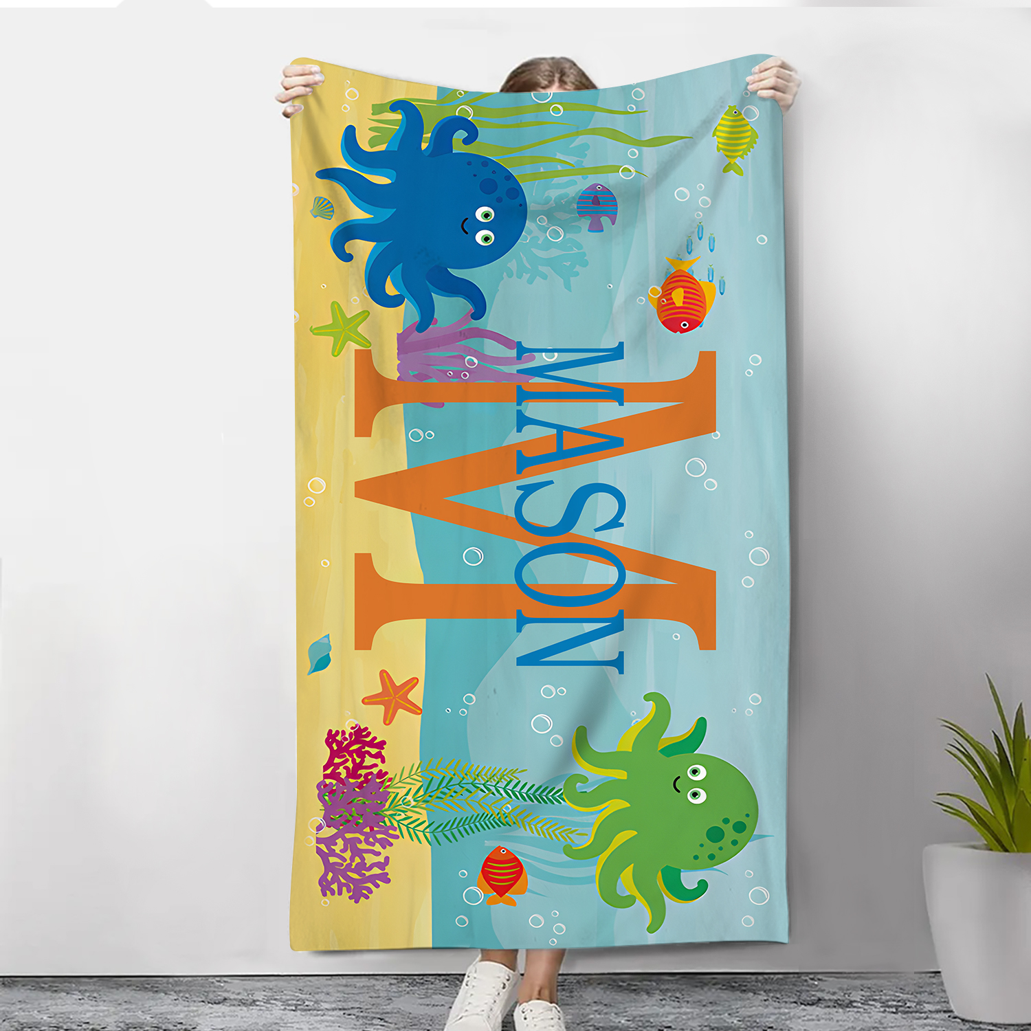 Personalized 1 Name And 1 Letter Summer Beach Personalized Beach Towel For Her/Him