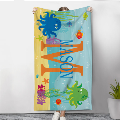 Personalized 1 Name And 1 Letter Summer Beach Personalized Beach Towel For Her/Him