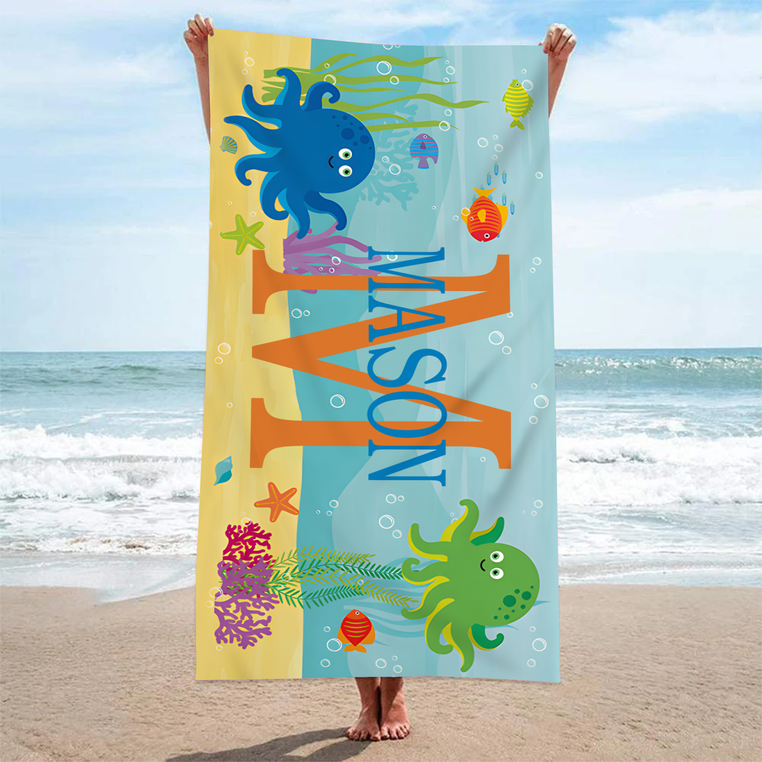 Personalized 1 Name And 1 Letter Summer Beach Personalized Beach Towel For Her/Him