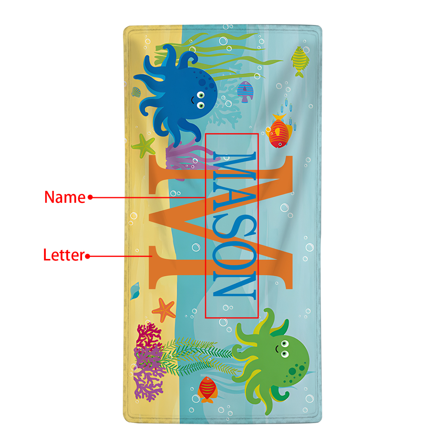 Personalized 1 Name And 1 Letter Summer Beach Personalized Beach Towel For Her/Him