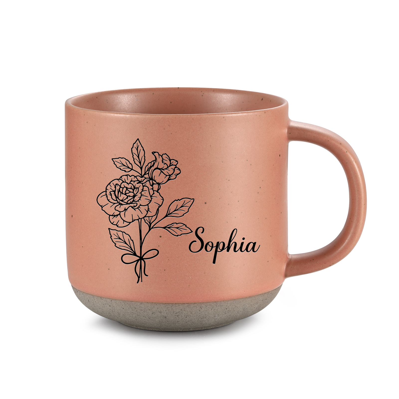 Personalised Ceramic Mug With Birth Flowers and Name Enamel Mug As A Gift for Mum/Nan