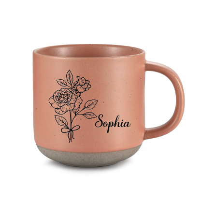 Personalised Ceramic Mug With Birth Flowers and Name Enamel Mug As A G
