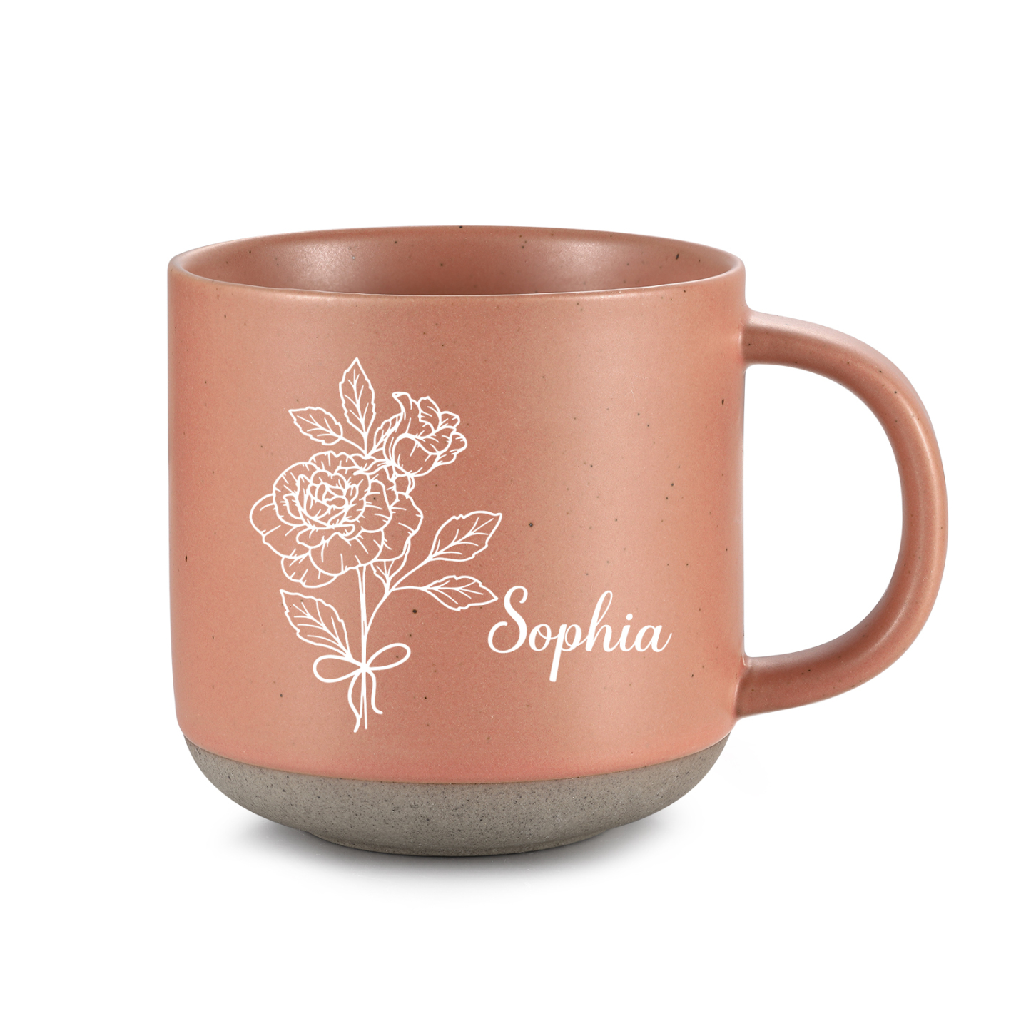 Personalised Ceramic Mug With Birth Flowers and Name Enamel Mug As A Gift for Mum/Nan