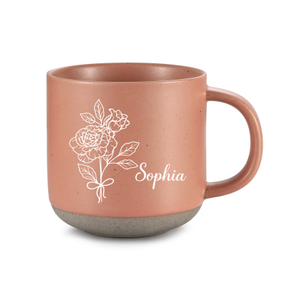 Personalised Ceramic Mug With Birth Flowers and Name Enamel Mug As A Gift for Mum/Nan
