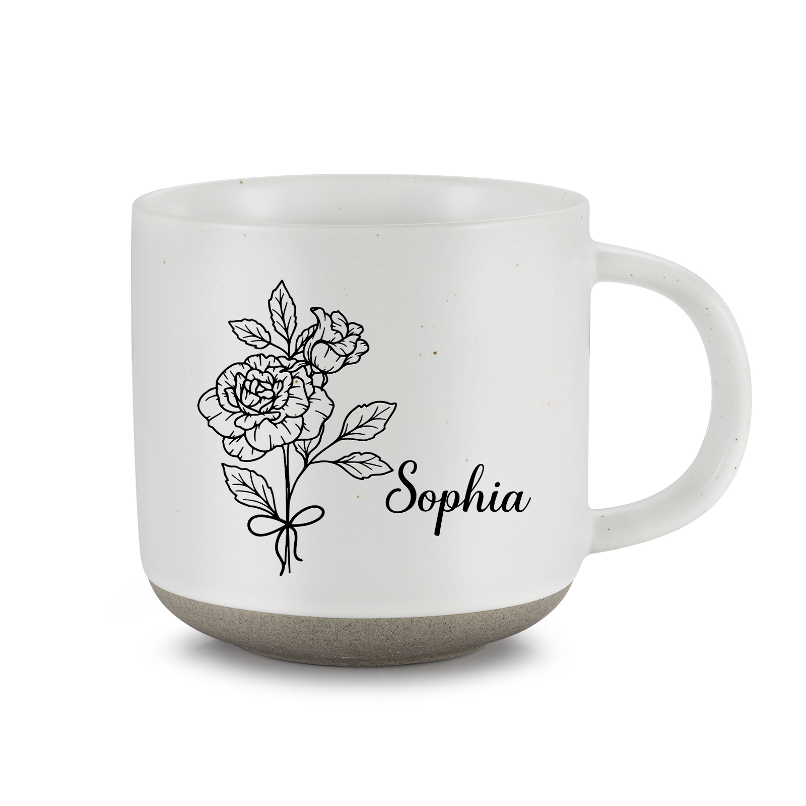 Personalised Ceramic Mug With Birth Flowers and Name Enamel Mug As A Gift for Mum/Nan