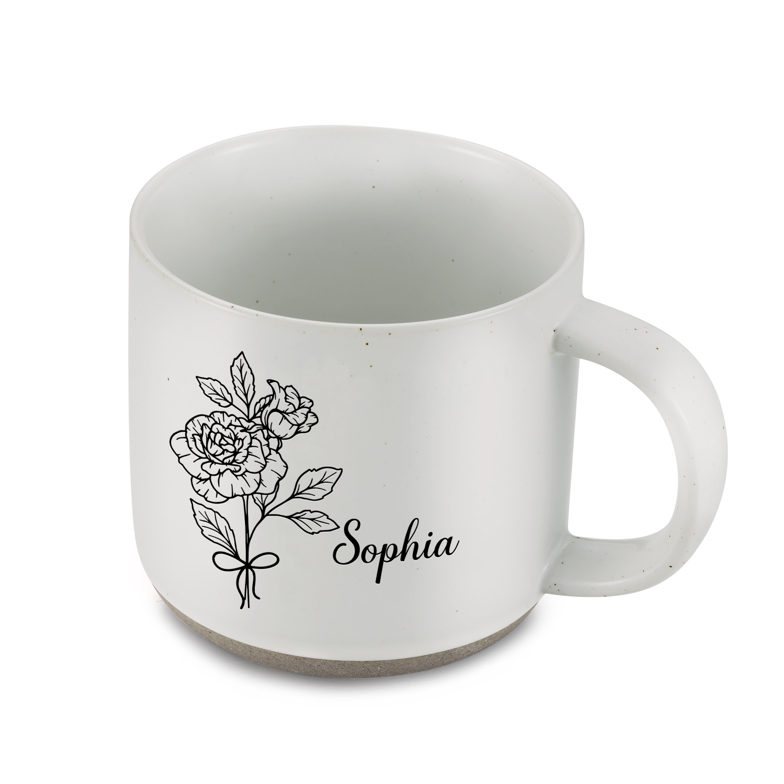 Personalised Ceramic Mug With Birth Flowers and Name Enamel Mug As A Gift for Mum/Nan