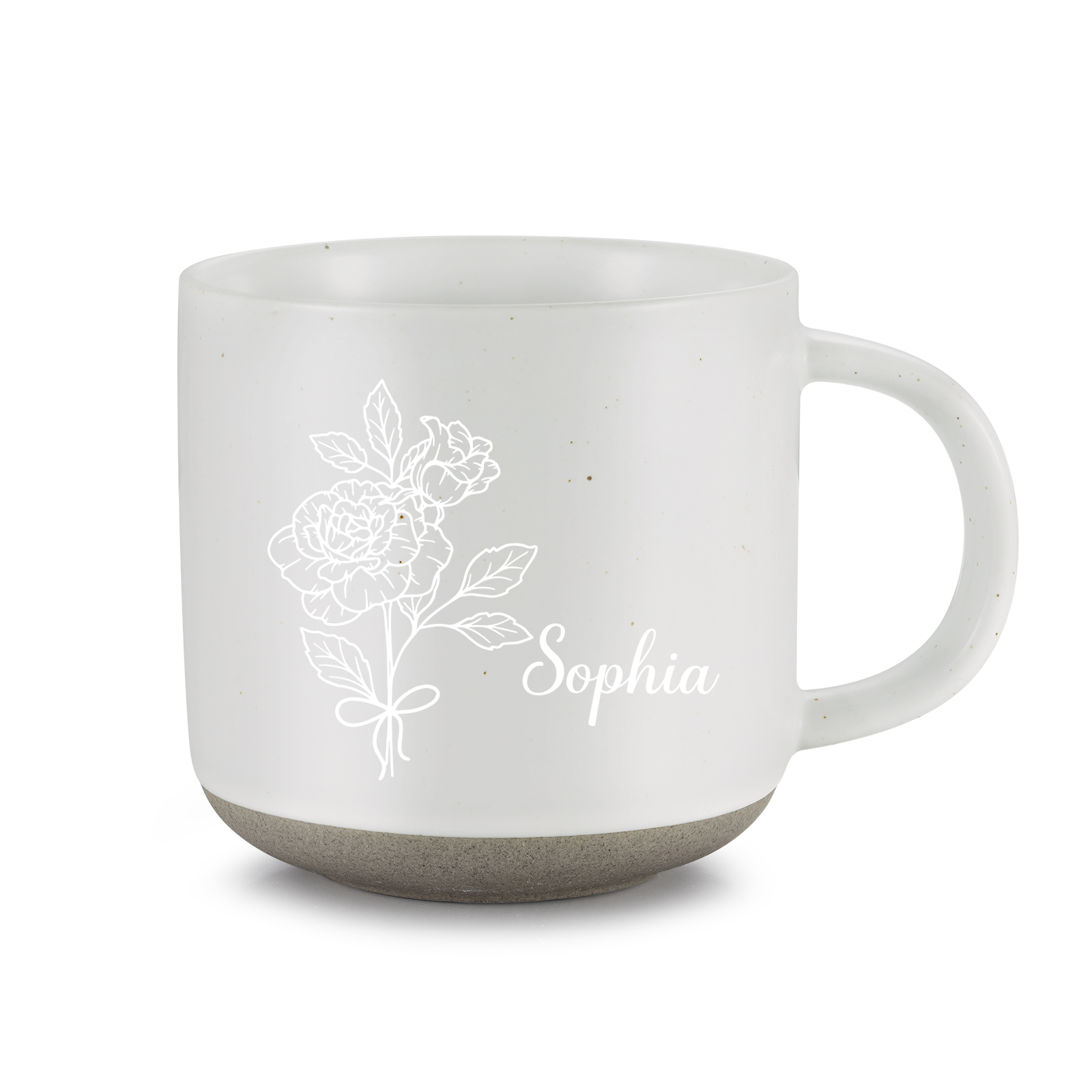 Personalised Ceramic Mug With Birth Flowers and Name Enamel Mug As A Gift for Mum/Nan