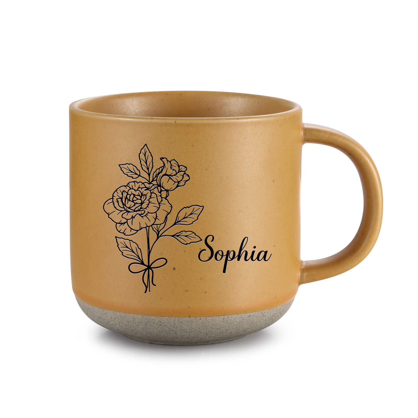 Personalised Ceramic Mug With Birth Flowers and Name Enamel Mug As A Gift for Mum/Nan