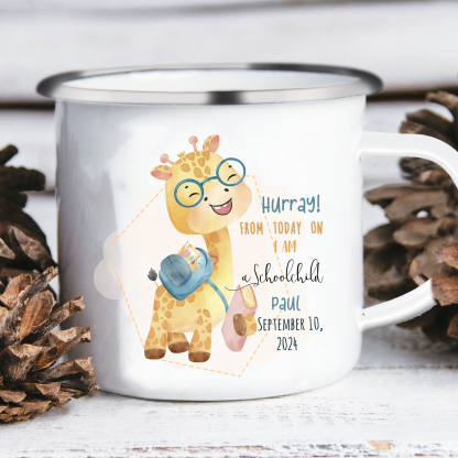 Personalized Enamel Mug With Name And Date Giraffe Mug Back To School 