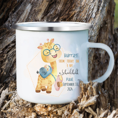 Personalized Enamel Mug With Name And Date Giraffe Mug Back To School Gift For Kids