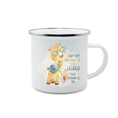 Personalized Enamel Mug With Name And Date Giraffe Mug Back To School Gift For Kids