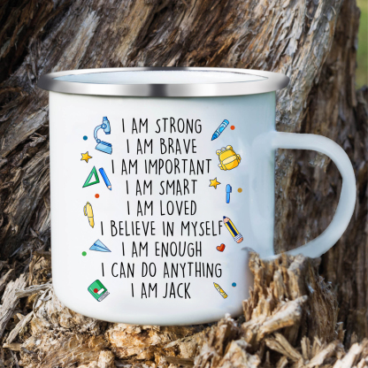 Personalized Enamel Mug With Name Bear Dad And Child Back To School Gift For Kids