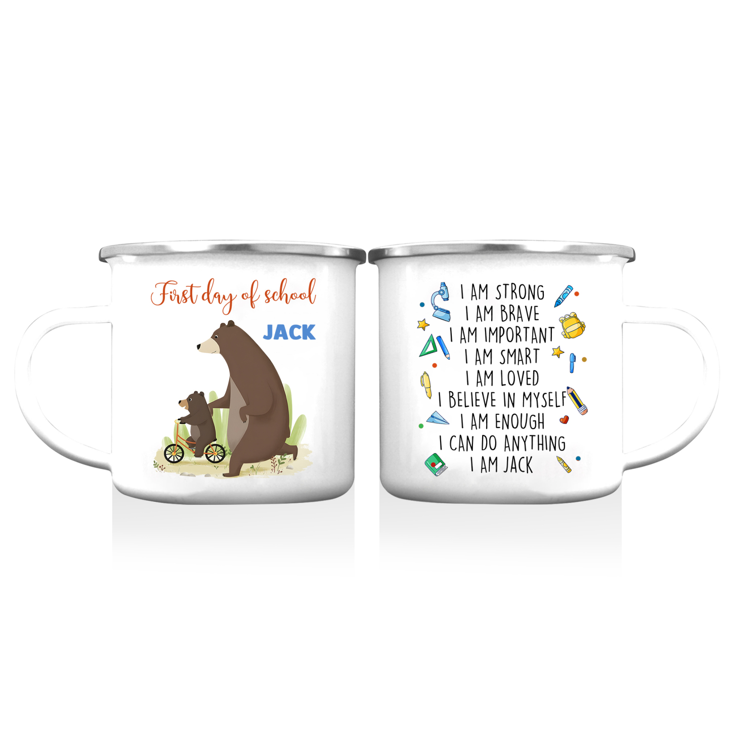 Personalized Enamel Mug With Name And Date Giraffe Mug Back To School 