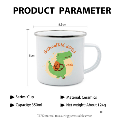 Personalized Enamel Mug With Name And Year Dinosaur Mug Back To School Gift For Kids