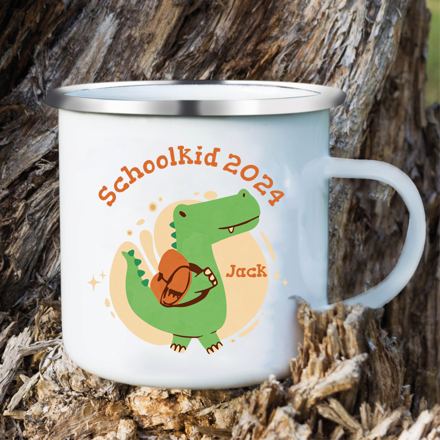 Personalized Enamel Mug With Name And Year Dinosaur Mug Back To School Gift For Kids