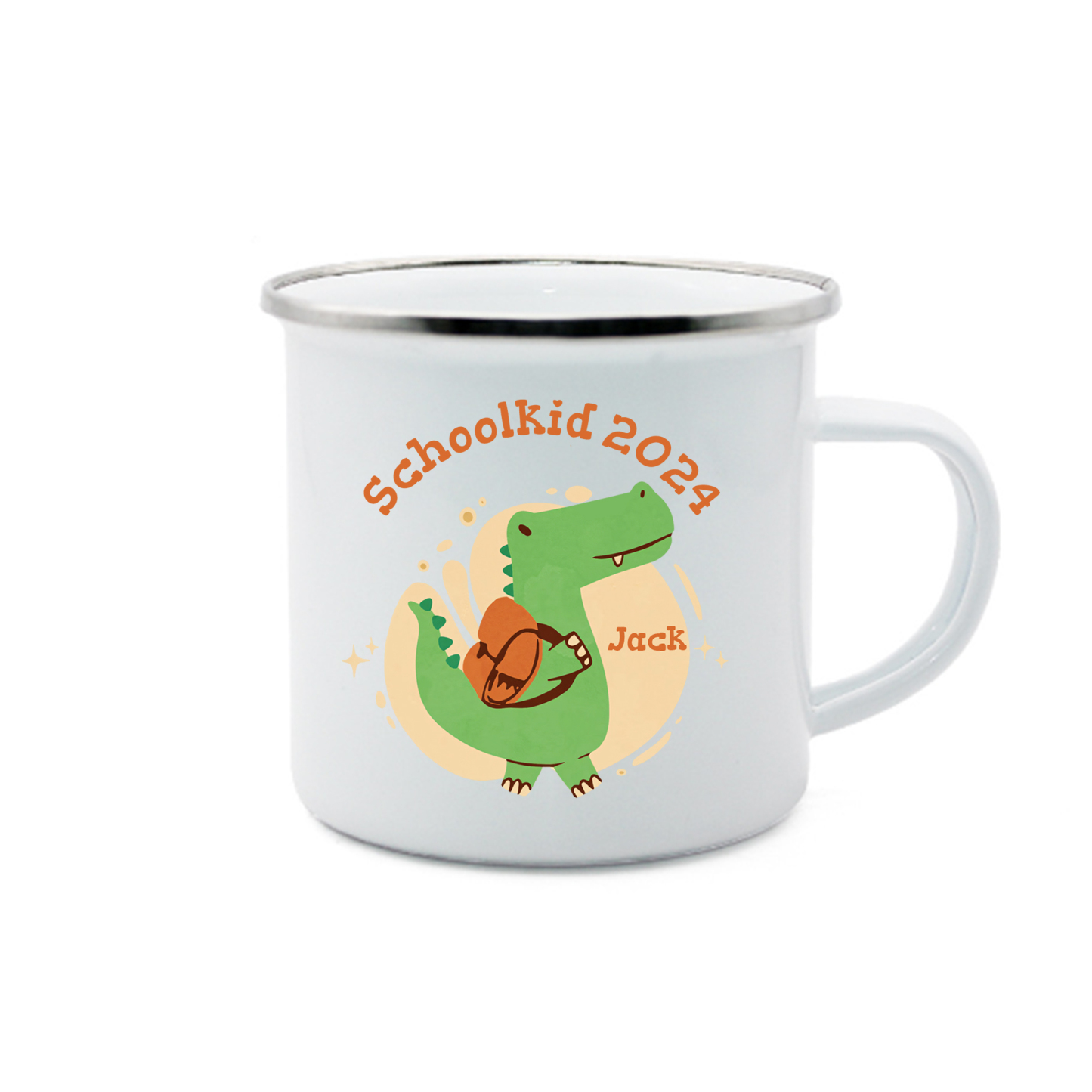 Personalized Enamel Mug With Name And Year Dinosaur Mug Back To School Gift For Kids