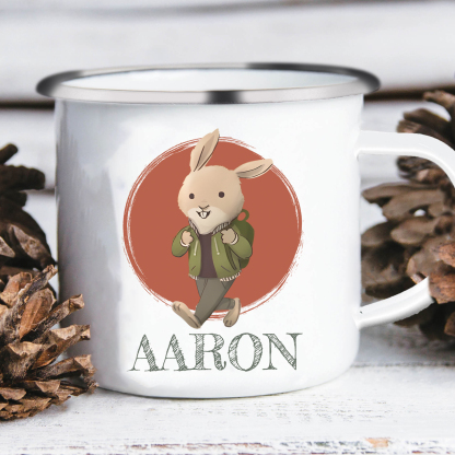 Personalized Enamel Cup Custom Name Rabbit Cup Back to School Gift for Kids