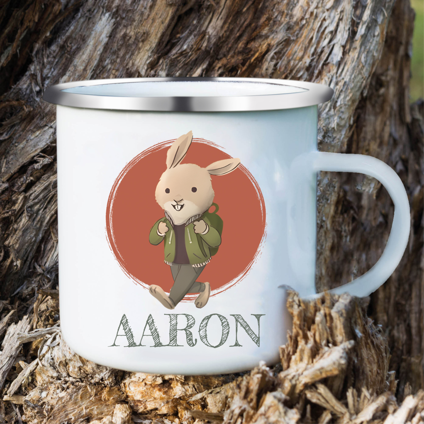 Personalized Enamel Cup Custom Name Rabbit Cup Back to School Gift for Kids