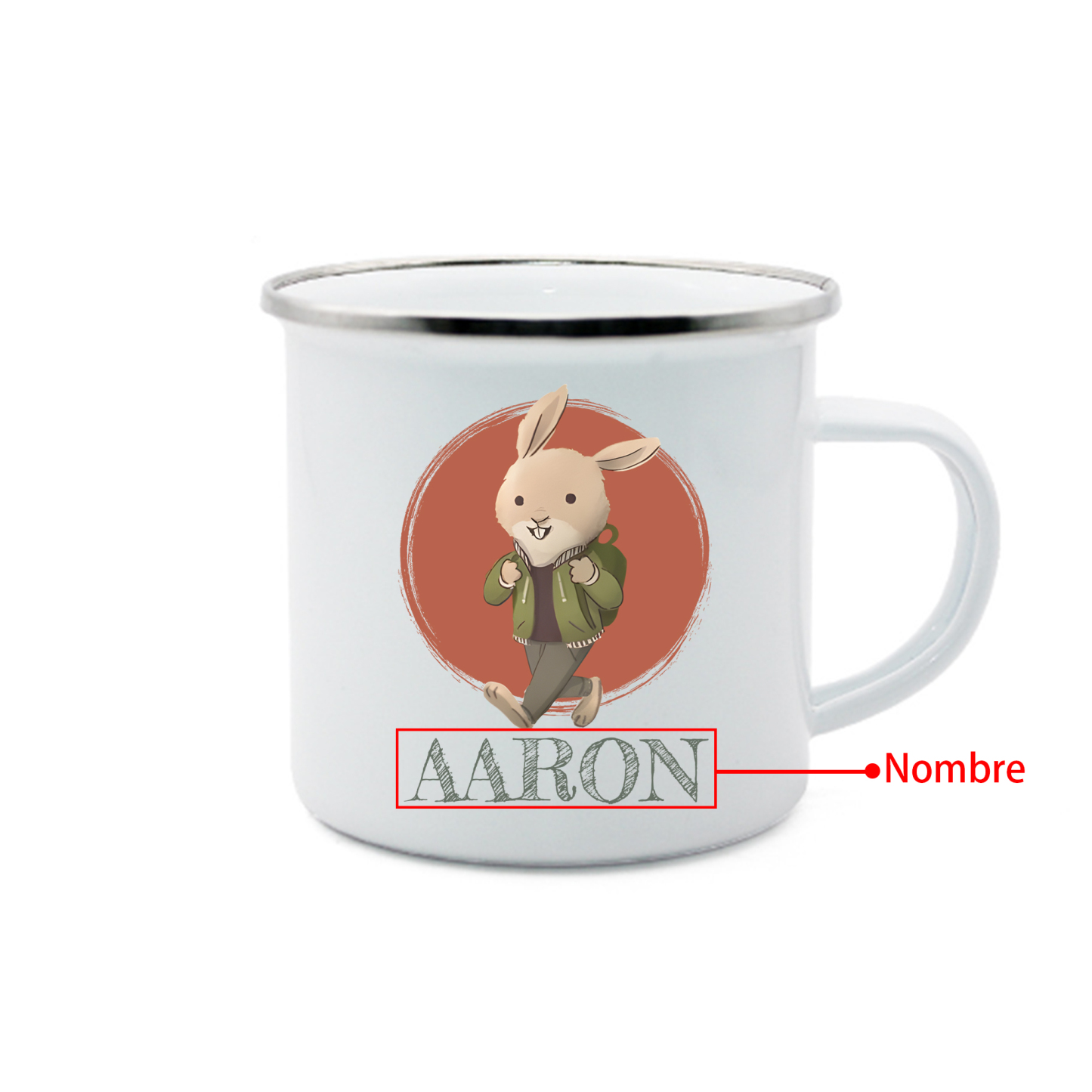 Personalized Enamel Cup Custom Name Rabbit Cup Back to School Gift for Kids
