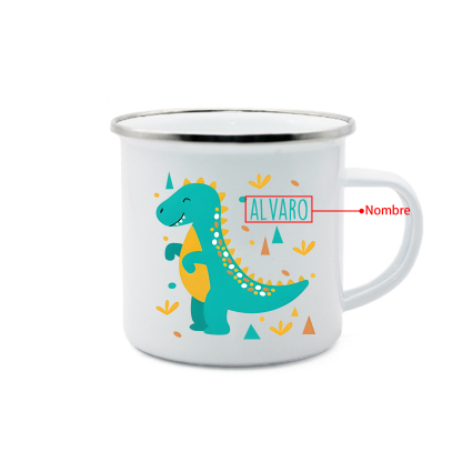 Personalized Enamel Cup Custom Name Dinosaur Cup Back to School Gift for Kids