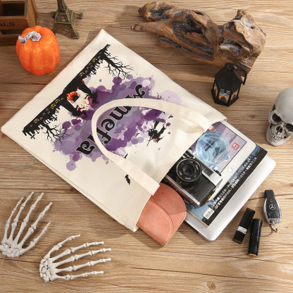 Personalised Halloween Canvas Bag with Custom Name & Pattern for Family | Jessmade