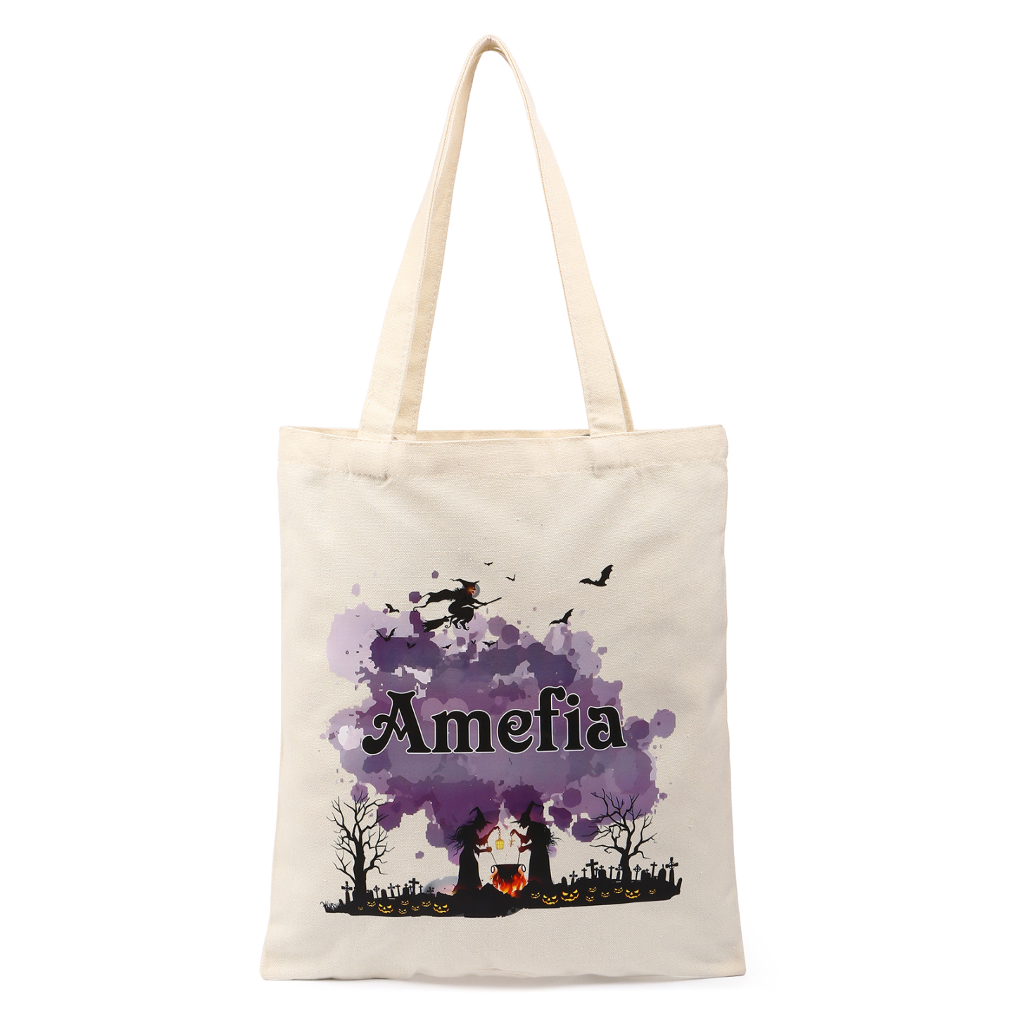 Personalised Halloween Canvas Bag with Custom Name & Pattern for Family | Jessmade