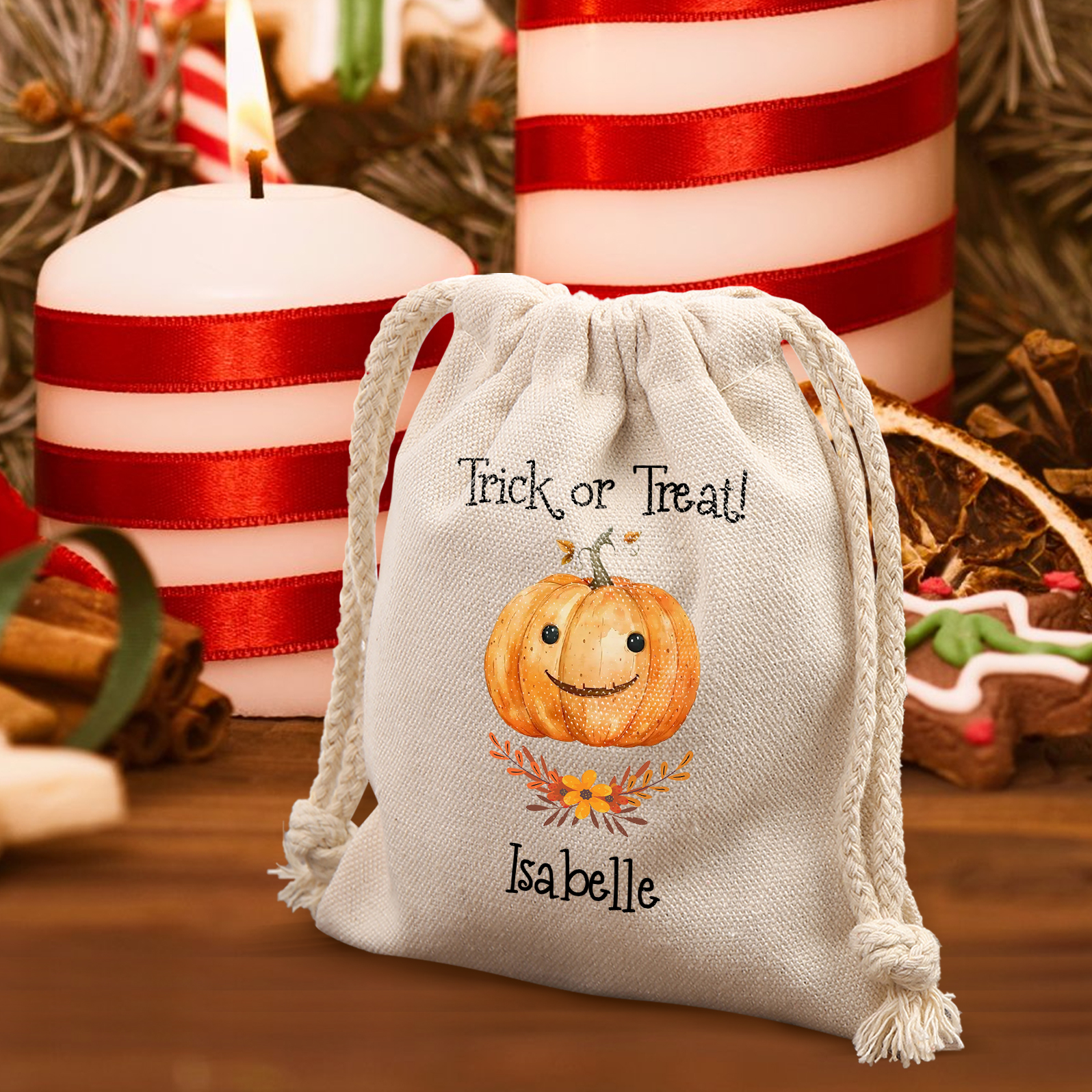 Personalised Halloween Trick or Treat Bags - Custom Named Marshmallow Bags with Pumpkin/Ghost Designs For Kids | Jessmade