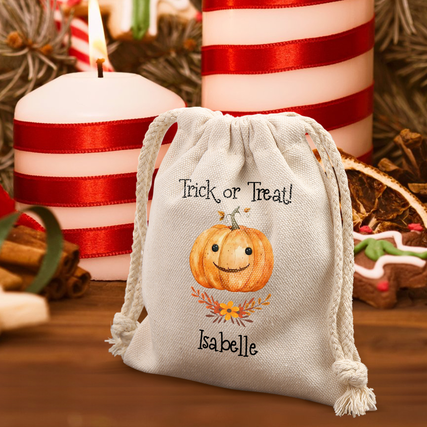 Personalised Halloween Trick or Treat Bags - Custom Named Marshmallow Bags with Pumpkin/Ghost Designs For Kids | Jessmade