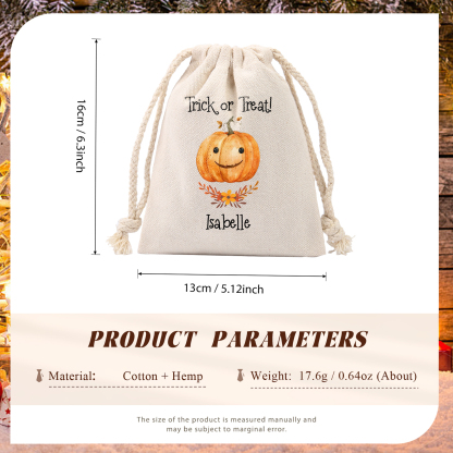 Personalised Halloween Trick or Treat Bags - Custom Named Marshmallow Bags with Pumpkin/Ghost Designs For Kids | Jessmade