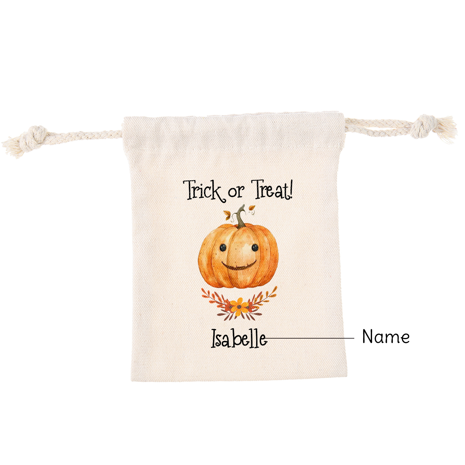 Personalised Halloween Trick or Treat Bags - Custom Named Marshmallow Bags with Pumpkin/Ghost Designs For Kids | Jessmade