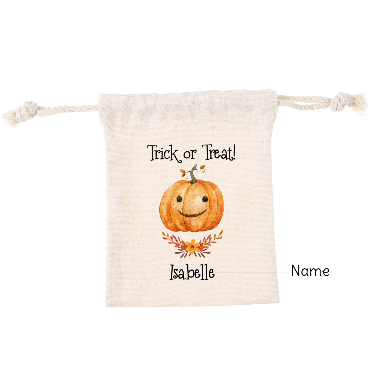Personalised Halloween Trick or Treat Bags - Custom Named Marshmallow Bags with Pumpkin/Ghost Designs For Kids | Jessmade