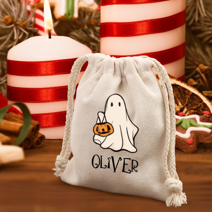 Personalised Halloween Trick or Treat Bags - Custom Named Marshmallow Bags with Pumpkin/Ghost Designs For Kids | Jessmade